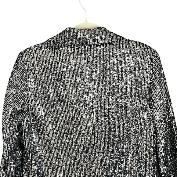 Piombo Women’s Single-Breasted Open-Front Silver Sequin Blazer XL Glam Party NWT - Picture 15 of 16